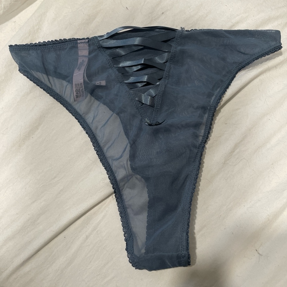 Victoria's Secret Blue Lace-Up Sheer Panties